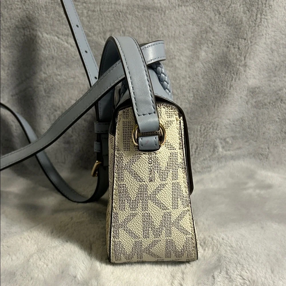 Michael Kors “Lea” Pale Blue and Cream Crossbody Bag